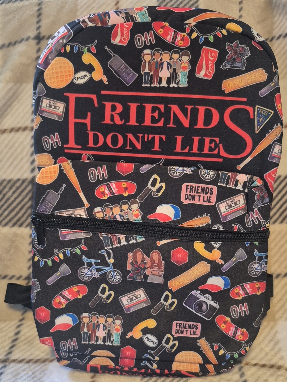 Friends Don't Lie Black Graphic Backpack